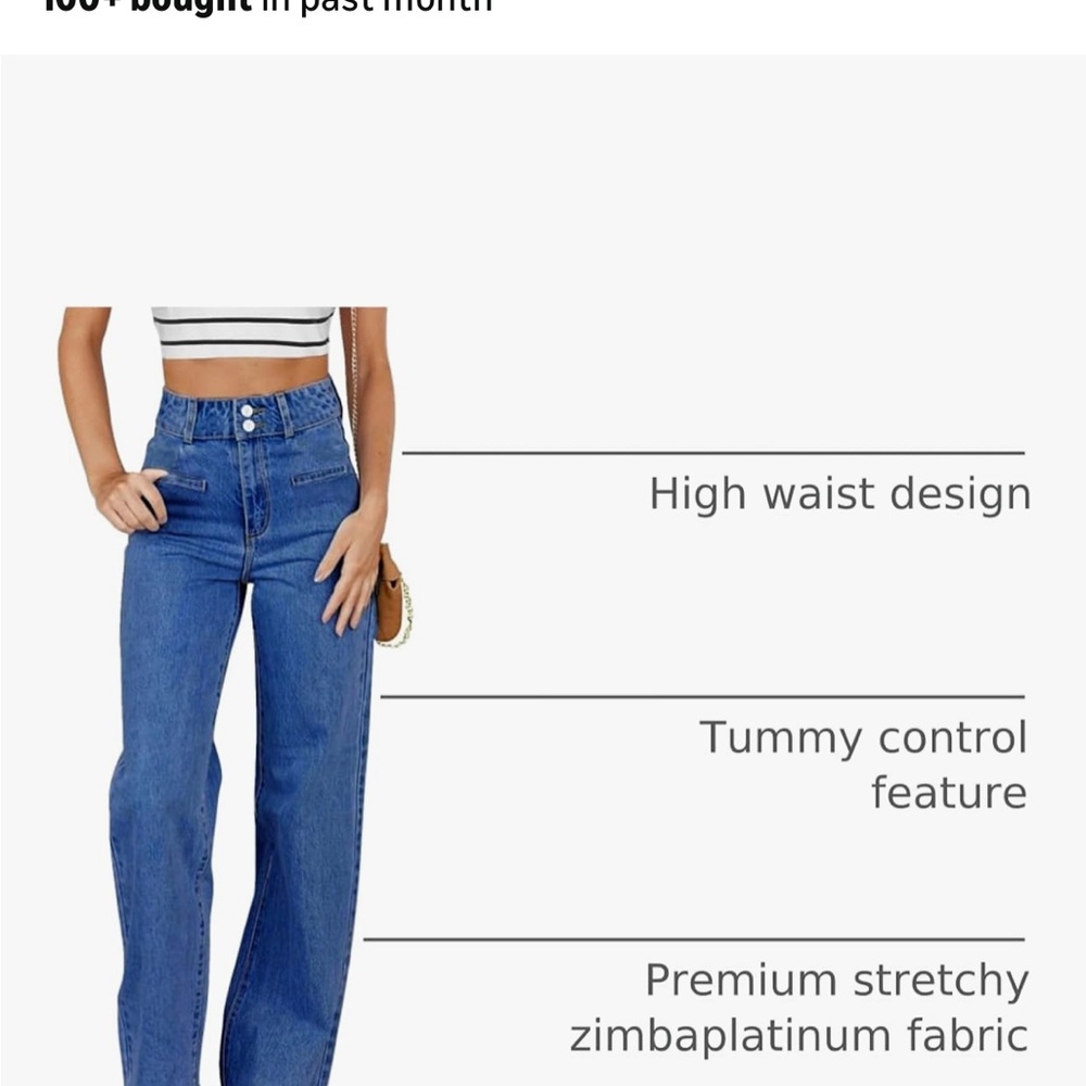 Sidefeel Stretchy Straight, Wide Leg Women's Jeans, Blue, New, Size 16, $19 - Picture 5 of 10